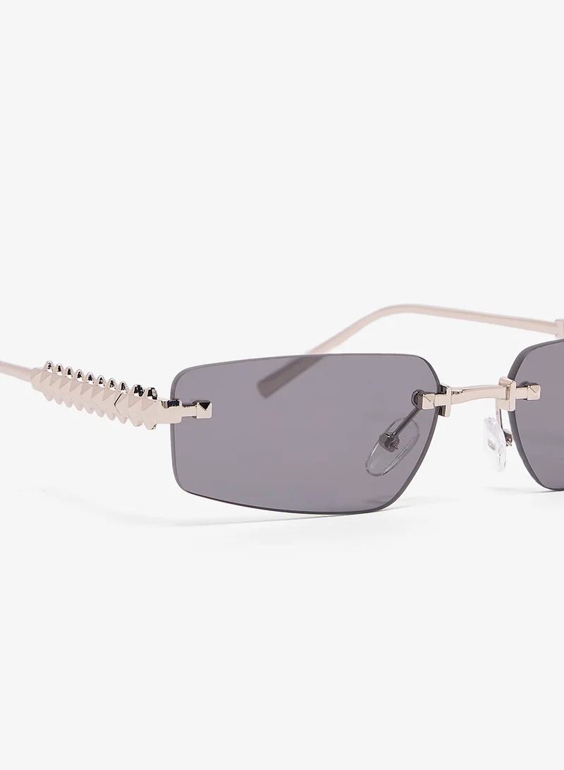 ELLA Black Rectangle Polarized Sunglasses With Gold Accent for Women | Best Price UAE